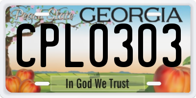 GA license plate CPL0303