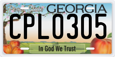 GA license plate CPL0305