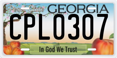 GA license plate CPL0307