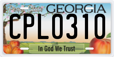 GA license plate CPL0310