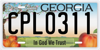 GA license plate CPL0311
