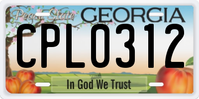 GA license plate CPL0312