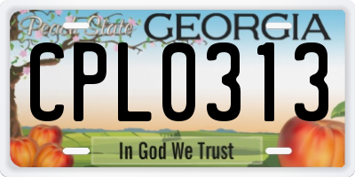 GA license plate CPL0313