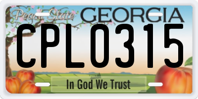 GA license plate CPL0315