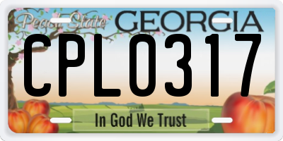 GA license plate CPL0317