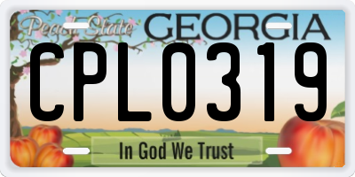 GA license plate CPL0319