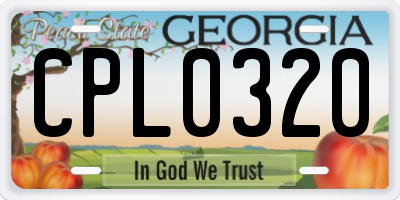 GA license plate CPL0320