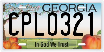 GA license plate CPL0321