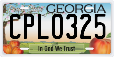 GA license plate CPL0325