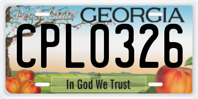 GA license plate CPL0326
