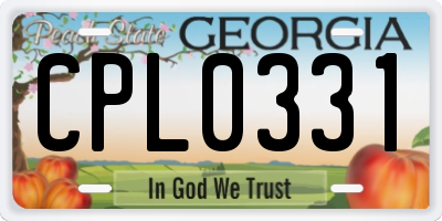 GA license plate CPL0331