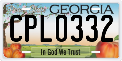 GA license plate CPL0332