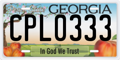 GA license plate CPL0333