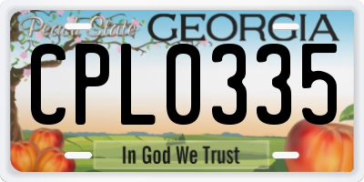 GA license plate CPL0335