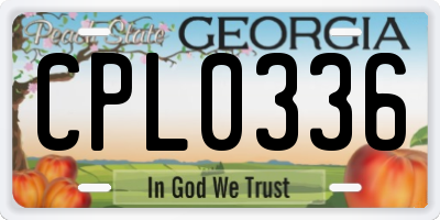 GA license plate CPL0336