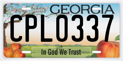 GA license plate CPL0337