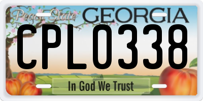 GA license plate CPL0338