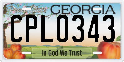GA license plate CPL0343