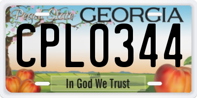 GA license plate CPL0344