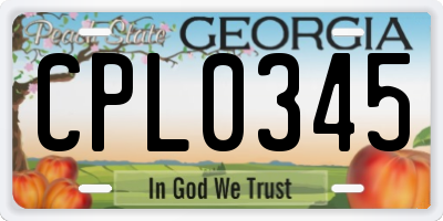 GA license plate CPL0345