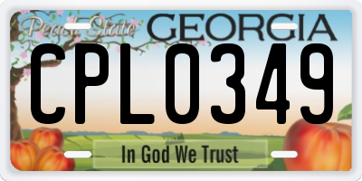 GA license plate CPL0349