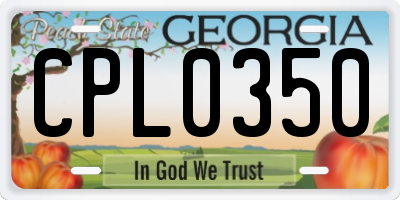 GA license plate CPL0350