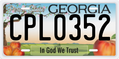 GA license plate CPL0352