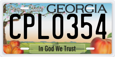 GA license plate CPL0354
