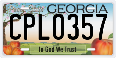 GA license plate CPL0357