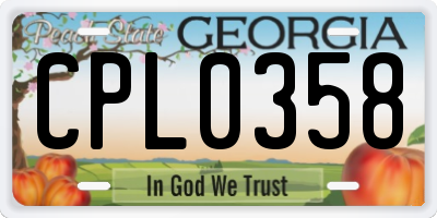 GA license plate CPL0358