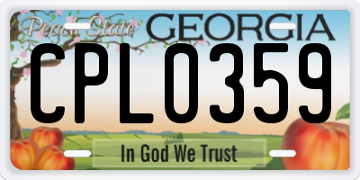 GA license plate CPL0359