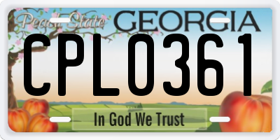 GA license plate CPL0361