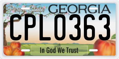 GA license plate CPL0363