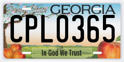 GA license plate CPL0365