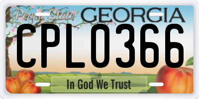 GA license plate CPL0366