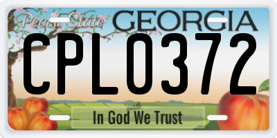 GA license plate CPL0372
