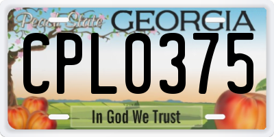 GA license plate CPL0375