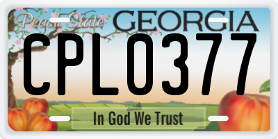 GA license plate CPL0377