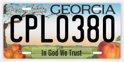 GA license plate CPL0380