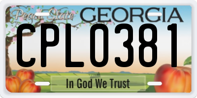 GA license plate CPL0381