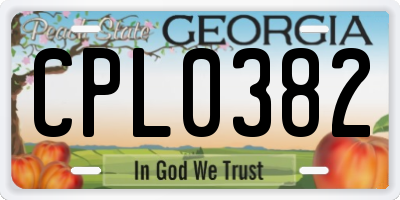 GA license plate CPL0382