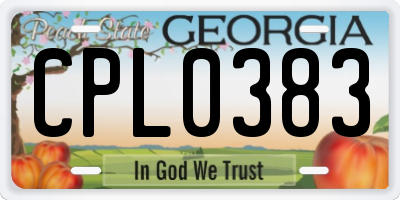 GA license plate CPL0383