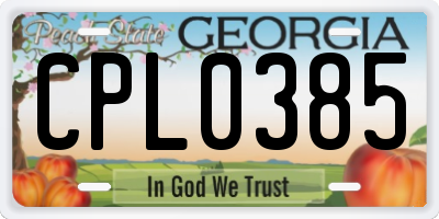 GA license plate CPL0385