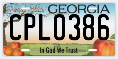 GA license plate CPL0386