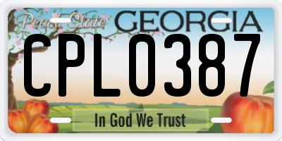 GA license plate CPL0387