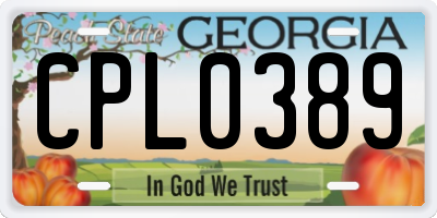 GA license plate CPL0389