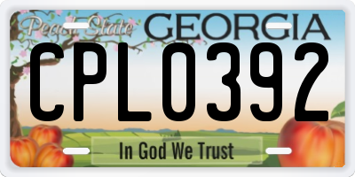 GA license plate CPL0392