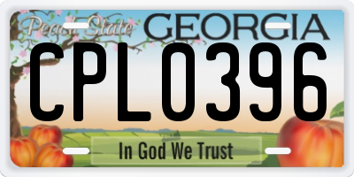 GA license plate CPL0396