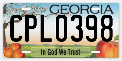 GA license plate CPL0398