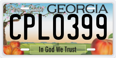 GA license plate CPL0399